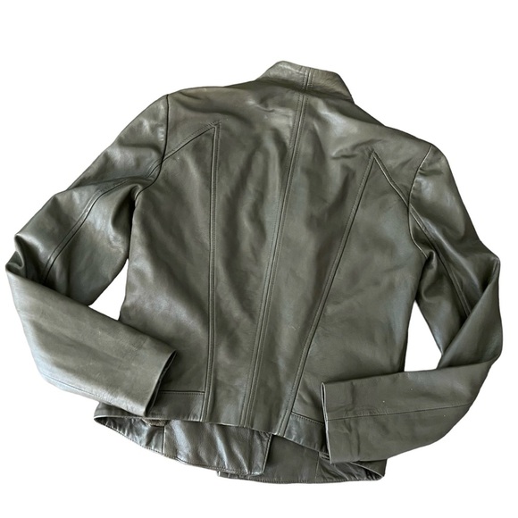 Helmut Lang Ammo Somber Green Washed Moto Lamb Leather Jacket Small - Picture 5 of 8